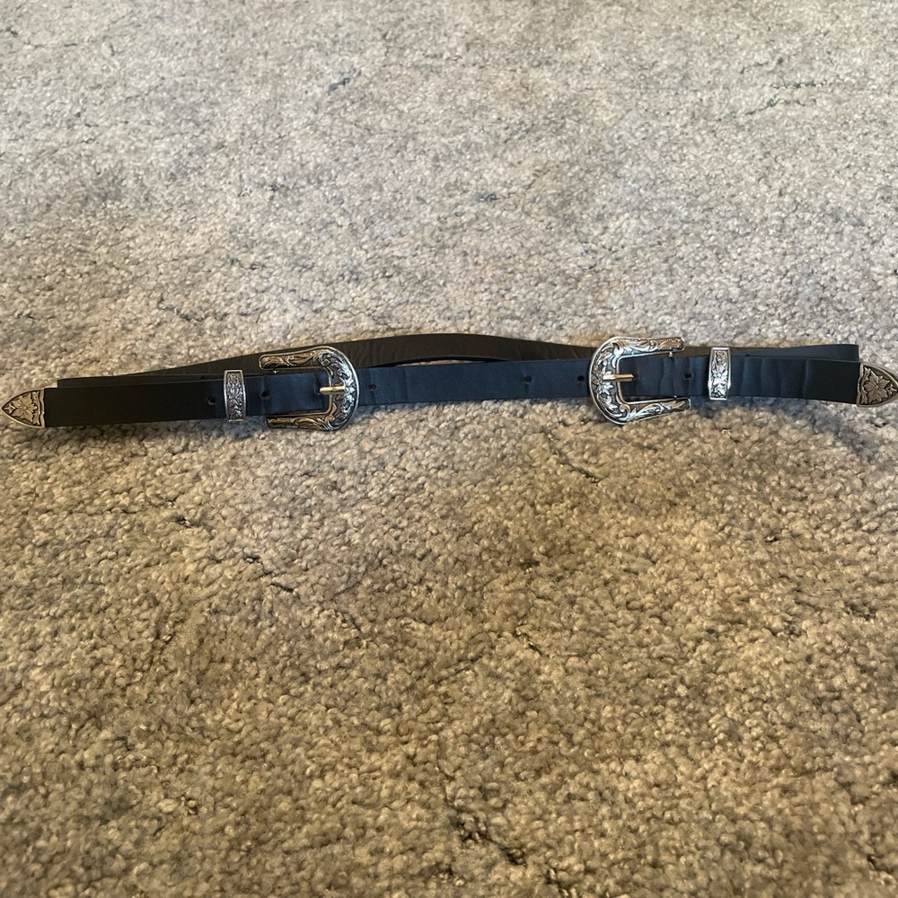 Black and silver western belt